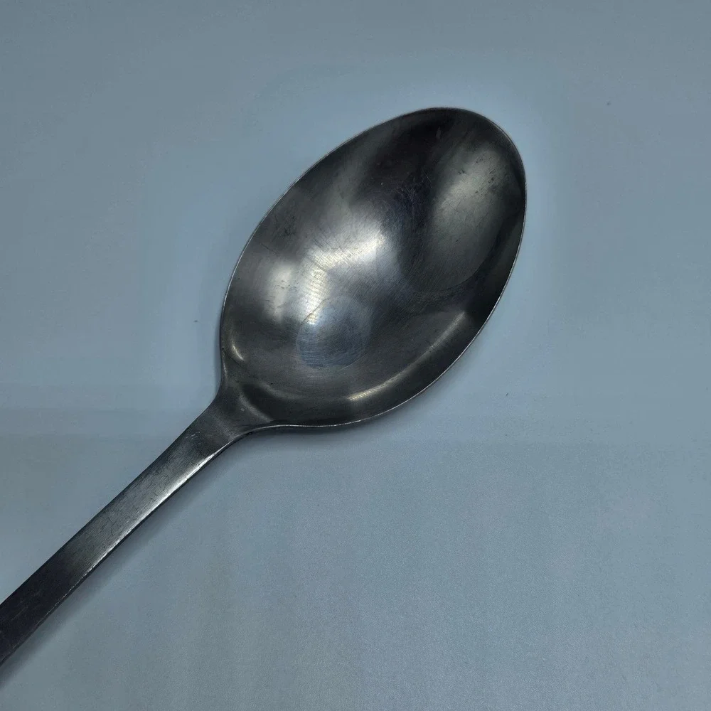 Pedrini Italy Vintage Stainless Serving Spoon Cream‎ Round Handle Mid Century